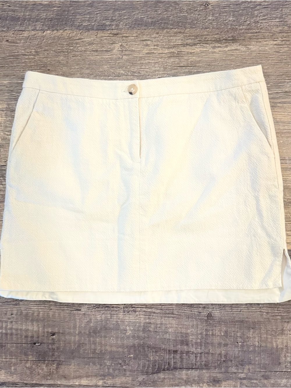 Tory Burch Ivory Textured Cotton A-Line Mini Skirt Size 8 EUC